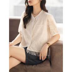 批发限价+12+小视频 流苏轻薄蕾丝绣花衬衫气质优雅大码<b class='q'>胖</b>mm<b class='q'>夏装</b>新款