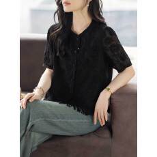 批发限价+12+小视频 流苏轻薄蕾丝绣花衬衫气质优雅大码<b class='q'>胖</b>mm<b class='q'>夏装</b>新款