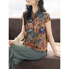 批发限价+12+小视频 中式国风女2026新款小衫设计感小众短袖印花<b class='q'>上衣</b>