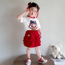 批发【莱雅1X1随心裁】哪吒童<b class='q'>服装</b>童短袖t恤套装裙子2025发光亮灯