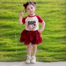 批发【40支酷丝爽棉】2025哪吒服装女宝<b class='q'>套装</b><b class='q'>夏</b>新儿童短袖裙子两件<b class='q'>套装</b>