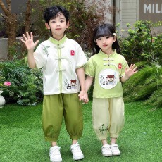 批发【酷丝绵】<b class='q'>男童</b>夏汉<b class='q'>服</b>哪吒衣服套装夏中儿童新中式国风唐装两件套