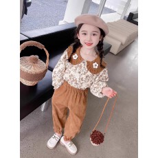 批发女童秋季美拉德棕色套装2025新款童春秋休闲装洋气<b class='q'>宝宝</b>两件套时髦