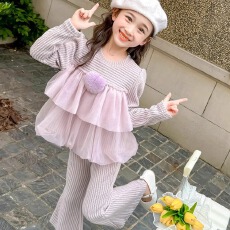 批发女童春装套装2025新款儿童春季时髦女孩女<b class='q'>宝宝</b>春秋款喇叭裤两件套