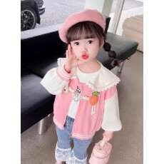 批发女童春秋款外套2025新洋气小童可爱儿童薄款秋季女宝宝秋装上衣