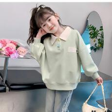 批发女童秋装卫衣2025新款<b class='q'>儿童</b>洋气时髦POLO衫春秋女孩网红休闲上衣潮