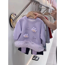 批发曼巴棉➕40支酷丝爽棉<b class='q'>女童</b>秋<b class='q'>卫衣</b><b class='q'>裙套装</b>2025新儿童衣服小女孩