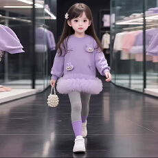 批发曼巴棉➕40支酷丝爽棉螺纹秋女童<b class='q'>套装</b>2025儿童女宝<b class='q'>卫衣</b>两件套