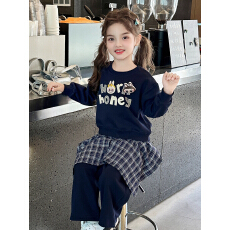 批发曼巴棉女童<b class='q'>衣服</b>长袖卫衣套装秋季2025新款小女孩春秋装两件套