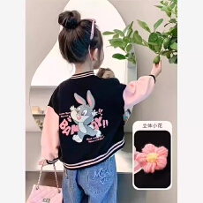 批发女童外套冬季款2025新款洋气时髦宝宝衣服秋季<b class='q'>儿童</b>装冬装棒球服..