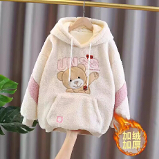 批发女<b class='q'>童</b><b class='q'>加绒</b><b class='q'>卫</b>衣中长款2025冬新款大<b class='q'>童</b>毛毛衣洋气儿<b class='q'>童</b>冬季加厚羊羔绒