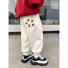 批发<b class='q'>女</b>童<b class='q'>加绒裤</b>子冬季2024新款儿童灯芯绒裤外穿宝宝加厚一体绒运动裤