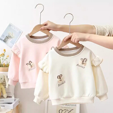 批发女童纯棉卫衣春秋季2025新款女宝宝冬季款一体加绒上衣婴儿童秋装