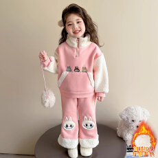 批发女童套装冬季装2025新款洋气<b class='q'>儿童</b>加绒拉布布卫衣微喇裤两件套冬款