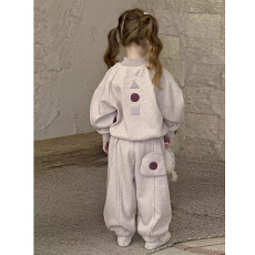 女童套装2025冬新款儿童韩版圆领纯棉卫衣女孩宽松休闲裤两件套