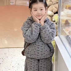 批发潮流女大童秋冬套装2025新款洋气时髦碎花加绒休闲运动居家服睡衣