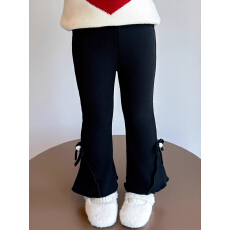 批发女童加绒喇叭裤秋冬款2025新款小童一体绒洋气韩版冬季女宝宝裤子