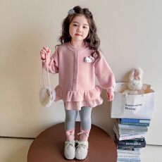 批发秋冬季2025新款女童加绒套装女宝宝冬装洋气穿搭加厚<b class='q'>打底裤</b>两件套