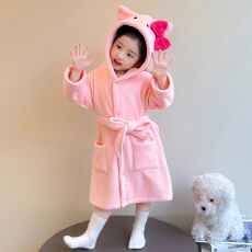 批发<b class='q'>冬</b>季儿童浴袍秋<b class='q'>冬</b>婴儿洗澡浴巾家居服可爱女宝宝连帽睡衣女童睡袍