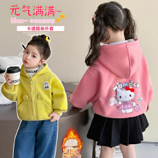 批发女童连帽外套春秋款2025新款儿童洋气卡通夹克秋装<b class='q'>宝宝</b>运动风上衣