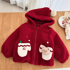 批发女童圣诞秋冬装上衣韩版女童加绒加厚毛绒外套彩球新款婴幼儿<b class='q'>卫衣</b>