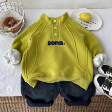 批发<b class='q'>男童</b>加<b class='q'>绒</b><b class='q'>卫衣</b>2025秋冬新款儿童字母套头衫韩版痞帅男孩休闲上衣潮