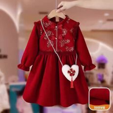 批发女童加绒新年拜年服2025新款儿童冬装国风连衣裙女孩旗袍汉服裙子