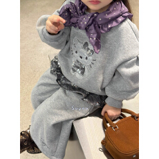 女宝宝洋气时髦休闲卫衣裤子女童套装2025新款秋冬季加绒两件套女