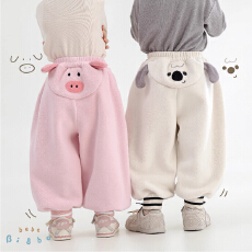 儿童秋冬新款卫裤百搭宽松卡通立体可爱休闲裤束脚裤加绒裤子潮款