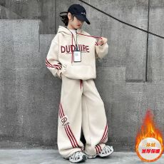 批发女童加绒卫衣休闲套装秋冬款2026新款洋气女大童时髦<b class='q'>儿童</b>运动冬装
