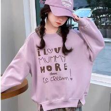 批发女童翻领卫衣拼色儿童春秋时髦Polo领上衣中大童休闲假两件打底衫