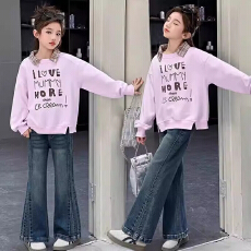 批发女童卫衣新款时髦运动风上衣百搭网红儿童休闲洋气春秋字母长袖衫