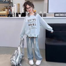 批发女童卫衣春秋装2026新款洋气时髦春季衣服儿童装格子领假两件上衣