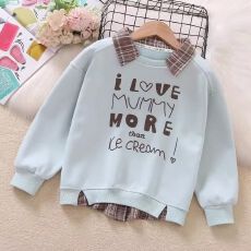 批发女童卫衣春秋冬2026新款洋气时髦春季衣服儿童装格子领假两件上衣