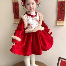 汉服女童拜年服冬季2026新款儿童国风裙子宝宝新中式过年喜庆衣服