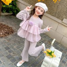 批发女童秋冬套装2026新款女宝宝韩版洋气喇叭裤两件套儿童时髦秋装潮