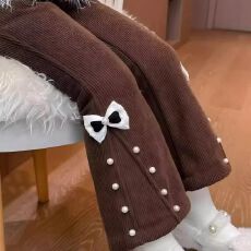 批发女童秋冬<b class='q'>裤子</b><b class='q'>儿童</b>一体绒喇叭裤洋气2026新款舒适时尚休闲长裤时髦