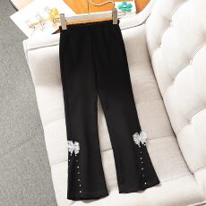 批发女童休闲裤春秋女大童2026新款宽松微喇长裤秋装女孩蝴蝶结喇叭裤