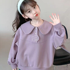 批发女童舒适卫衣甜美洋气2026新款儿童可爱娃娃领百搭女孩上衣秋冬装