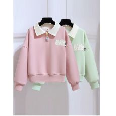 批发女童卫衣2026春秋新款洋气小女孩polo领中大童<b class='q'>打底衫</b>长袖秋装上衣