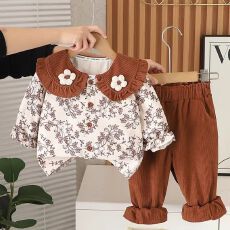 批发女童春装套装2026新款森系<b class='q'>儿童</b>碎花上衣秋款女宝宝洋气时髦两件套