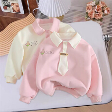 批发女<b class='q'>童装</b>宝宝打底衫2026春秋学院风小童长袖<b class='q'>百搭</b>拼色T恤翻领卫衣潮5