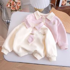 批发女小童舒适卫衣春秋新款洋气女宝宝时髦<b class='q'>卡通</b>上衣可爱翻领学院风衫