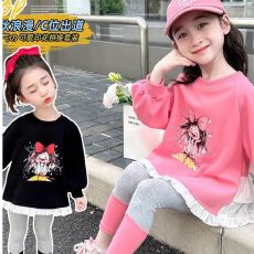 批发<b class='q'>女</b><b class='q'>童</b>卫衣套装2026春秋新款洋气中小童宝宝运动时髦网红秋装两件套