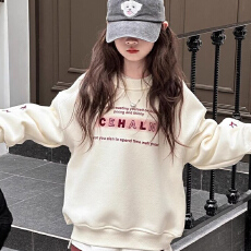 女童卫衣春装2026新款洋气儿童春秋款时髦宽松圆领中大童宽松上衣