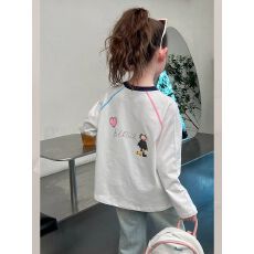 批发新款大童装女童白t恤儿童长袖打底衫小女孩网红上衣2026<b class='q'>春</b>秋新款
