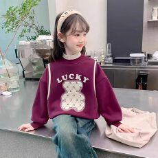批发女童加绒卫衣2026秋冬装新款洋气中大儿童冬季半高领保暖打底上衣