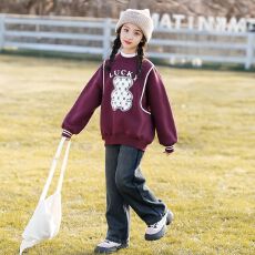 批发女童加绒卫衣2026冬季装新款洋气中大儿童冬季半高领保暖打底上衣