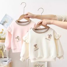 批发女童卫衣秋冬季2026新款时尚女宝宝秋冬款一体加绒上衣婴儿童秋装