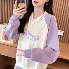 批发春秋装翻领<b class='q'>新款</b>卫衣女学生宽松百搭设计感小个子休闲<b class='q'>运动</b>长袖上衣